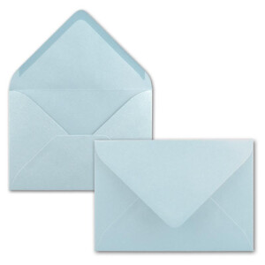 25x Brief-Umschläge Format B6 - Hell-Blau- 12 x 17,5 cm - Nassklebung mit spitzer Klappe - 110 g/m² - Einladungs-Kuverts