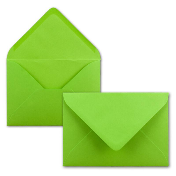 25x Brief-Umschläge Format B6 - Hell-Grün- 12 x 17,5 cm - Nassklebung mit spitzer Klappe - 110 g/m² - Einladungs-Kuverts