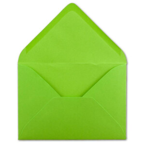 25x Brief-Umschläge Format B6 - Hell-Grün- 12 x 17,5 cm - Nassklebung mit spitzer Klappe - 110 g/m² - Einladungs-Kuverts