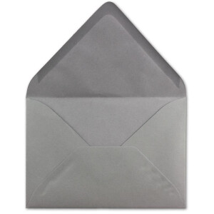 150x Brief-Umschläge Format B6 - Graphit - Dunkel-Grau- 12 x 17,5 cm - Nassklebung mit spitzer Klappe - 110 g/m² - Einladungs-Kuverts