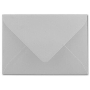 200x Brief-Umschläge Format B6 - Hell-Grau- 12 x 17,5 cm - Nassklebung mit spitzer Klappe - 110 g/m² - Einladungs-Kuverts