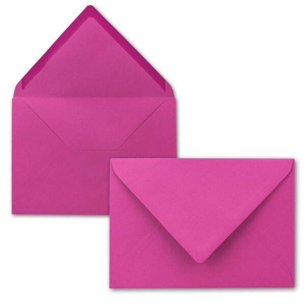 150x Brief-Umschläge Format B6 - Amarena gerippt- 12 x 17,5 cm - Nassklebung mit spitzer Klappe - 110 g/m² - Einladungs-Kuverts
