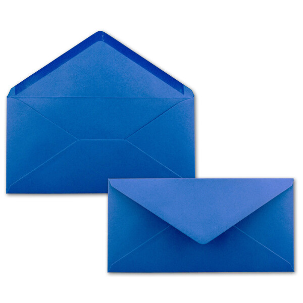 250 Brief-Umschläge Royal-Blau / Königsblau DIN Lang - 110 x 220 mm (11 x 22 cm) - Nassklebung ohne Fenster - Ideal für Einladungs-Karten - Serie FarbenFroh