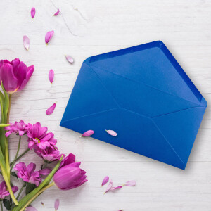 250 Brief-Umschläge Royal-Blau / Königsblau DIN Lang - 110 x 220 mm (11 x 22 cm) - Nassklebung ohne Fenster - Ideal für Einladungs-Karten - Serie FarbenFroh