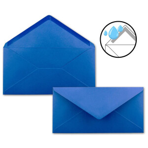 250 Brief-Umschläge Royal-Blau / Königsblau DIN Lang - 110 x 220 mm (11 x 22 cm) - Nassklebung ohne Fenster - Ideal für Einladungs-Karten - Serie FarbenFroh