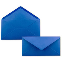 250 Brief-Umschläge Royal-Blau / Königsblau DIN Lang - 110 x 220 mm (11 x 22 cm) - Nassklebung ohne Fenster - Ideal für Einladungs-Karten - Serie FarbenFroh