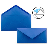 250 Brief-Umschläge Royal-Blau / Königsblau DIN Lang - 110 x 220 mm (11 x 22 cm) - Nassklebung ohne Fenster - Ideal für Einladungs-Karten - Serie FarbenFroh