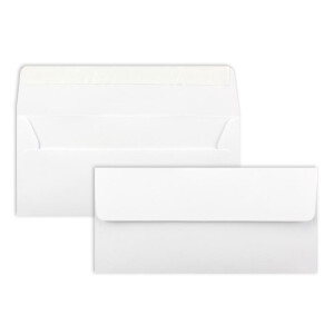 25 Brief-Umschläge DIN Lang - Hochweiß / Kristallweiß - 100 g/m² - 11 x 22 cm - sehr formstabil - Haftklebung - Qualitätsmarke: FarbenFroh by GUSTAV NEUSER