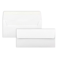25 Brief-Umschläge DIN Lang - Hochweiß / Kristallweiß - 100 g/m² - 11 x 22 cm - sehr formstabil - Haftklebung - Qualitätsmarke: FarbenFroh by GUSTAV NEUSER