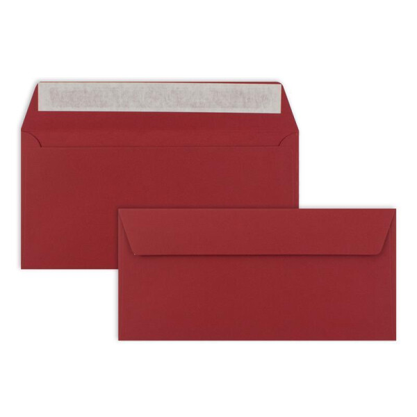 25 Brief-Umschläge DIN Lang - Dunkel-Rot - 110 g/m² - 11 x 22 cm - sehr formstabil - Haftklebung - Qualitätsmarke: FarbenFroh by GUSTAV NEUSER