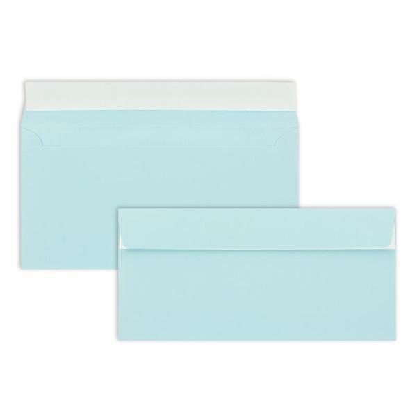 150 Brief-Umschläge DIN Lang - Hellblau - 110 g/m² - 11 x 22 cm - sehr formstabil - Haftklebung - Qualitätsmarke: FarbenFroh by GUSTAV NEUSER