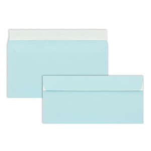 150 Brief-Umschläge DIN Lang - Hellblau - 110 g/m² - 11 x 22 cm - sehr formstabil - Haftklebung - Qualitätsmarke: FarbenFroh by GUSTAV NEUSER