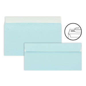 150 Brief-Umschläge DIN Lang - Hellblau - 110 g/m² - 11 x 22 cm - sehr formstabil - Haftklebung - Qualitätsmarke: FarbenFroh by GUSTAV NEUSER