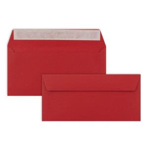 25 Brief-Umschläge DIN Lang - Rosen-Rot - 110 g/m² - 11 x 22 cm - sehr formstabil - Haftklebung - Qualitätsmarke: FarbenFroh by GUSTAV NEUSER