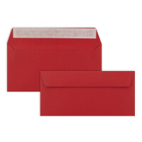 25 Brief-Umschläge DIN Lang - Rosen-Rot - 110 g/m² - 11 x 22 cm - sehr formstabil - Haftklebung - Qualitätsmarke: FarbenFroh by GUSTAV NEUSER