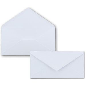 25 Brief-Umschläge Weiß / Hochweiß DIN Lang - 110 x 220 mm (11 x 22 cm) - Nassklebung ohne Fenster - Ideal für Einladungs-Karten - Serie FarbenFroh