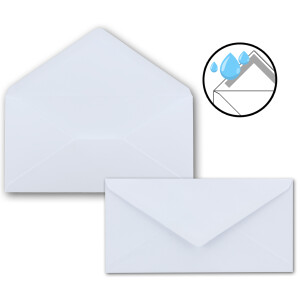 25 Brief-Umschläge Weiß / Hochweiß DIN Lang - 110 x 220 mm (11 x 22 cm) - Nassklebung ohne Fenster - Ideal für Einladungs-Karten - Serie FarbenFroh