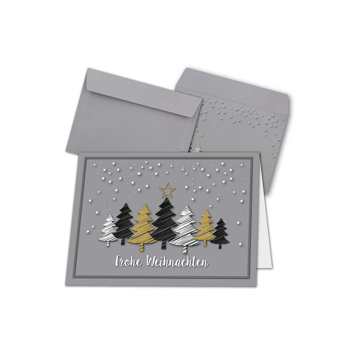 50x Weihnachtskarten-Set DIN A6 in Grau mit...