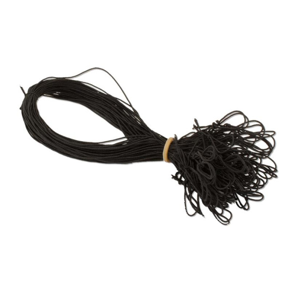 100 Stück Schmuck-Gummiband SCHWARZ für Einladungskarten mit Einlegeblatt - für Klappkarten A6 B6 DIN Lang Quadratisch A5 mit schöner Schlaufe