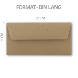 250x Kraftpapier Umschläge DIN Lang - Braun ÖKO - Haftklebung selbstklebend 11 x 22 cm - 120 g/m² Briefumschläge ohne Fenster aus Recycling Papier - von NEUSER PAPIER