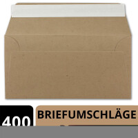 400x Kraftpapier Umschläge DIN Lang - Braun ÖKO - Haftklebung selbstklebend 11 x 22 cm - 120 g/m² Briefumschläge ohne Fenster aus Recycling Papier - von NEUSER PAPIER