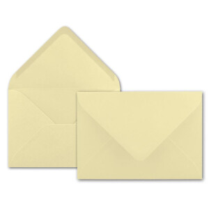 25x Brief-Umschläge Format B6 - Vanille- 120 x 175 mm - Nassklebung mit spitzer Klappe - 110 g/m² - Einladungs-Kuverts - FarbenFroh®