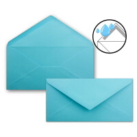 50 Brief-Umschläge Türkis DIN Lang - 110 x 220 mm (11 x 22 cm) - Nassklebung ohne Fenster - Ideal für Einladungs-Karten - Serie FarbenFroh