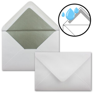 25x Briefumschläge B6 mit Silber Innenfutter - 12,5 x 17,6 cm - Weiß - gefüttert mit metallic Papier - Nassklebung - FarbenFroh by GUSTAV NEUSER