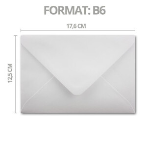 25x Briefumschläge B6 mit Silber Innenfutter - 12,5 x 17,6 cm - Weiß - gefüttert mit metallic Papier - Nassklebung - FarbenFroh by GUSTAV NEUSER