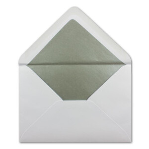 25x Briefumschläge B6 mit Silber Innenfutter - 12,5 x 17,6 cm - Weiß - gefüttert mit metallic Papier - Nassklebung - FarbenFroh by GUSTAV NEUSER