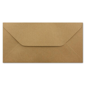 300x Kraftpapier Umschläge DIN Lang - Braun ÖKO - Nassklebung 11 x 22 cm - Trapez-Verschluss - Vintage Kuverts - von NEUSER PAPIER