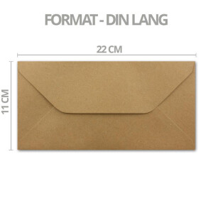 300x Kraftpapier Umschläge DIN Lang - Braun ÖKO - Nassklebung 11 x 22 cm - Trapez-Verschluss - Vintage Kuverts - von NEUSER PAPIER