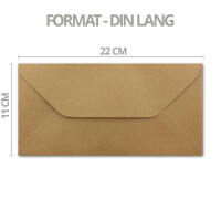300x Kraftpapier Umschläge DIN Lang - Braun ÖKO - Nassklebung 11 x 22 cm - Trapez-Verschluss - Vintage Kuverts - von NEUSER PAPIER
