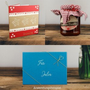 50x Schmuckgummiband metallic Gold für Doppelkarten in Din A5 und Din Lang für Einladungen, Kirchenhefte, Menükarten, Broschuren, Liederhefte