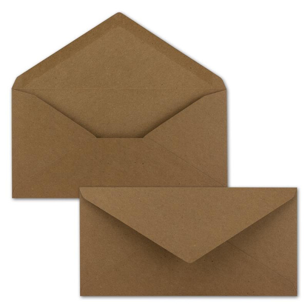 25x Kraftpapier Umschläge DIN Lang - Braun ÖKO - Nassklebung 11 x 22 cm - 120 g/m² Spitzklappe - Vintage Kuverts - von NEUSER PAPIER