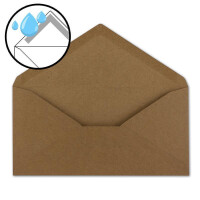 25x Kraftpapier Umschläge DIN Lang - Braun ÖKO - Nassklebung 11 x 22 cm - 120 g/m² Spitzklappe - Vintage Kuverts - von NEUSER PAPIER