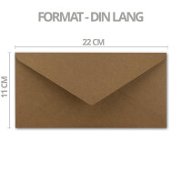 300x Kraftpapier Umschläge DIN Lang - Braun ÖKO - Nassklebung 11 x 22 cm - 120 g/m² Spitzklappe - Vintage Kuverts - von NEUSER PAPIER
