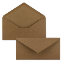50x Kraftpapier Umschläge DIN Lang - Braun ÖKO - Nassklebung 11 x 22 cm - 120 g/m² Spitzklappe - Vintage Kuverts - von NEUSER PAPIER