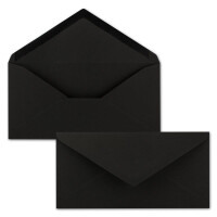 100x Kraftpapier Umschläge DIN Lang - Schwarz ÖKO - Nassklebung 11 x 22 cm - 120 g/m² Spitzklappe - Vintage Kuverts - von NEUSER PAPIER