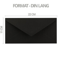 100x Kraftpapier Umschläge DIN Lang - Schwarz ÖKO - Nassklebung 11 x 22 cm - 120 g/m² Spitzklappe - Vintage Kuverts - von NEUSER PAPIER
