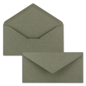 25x Kraftpapier Umschläge DIN Lang - Grau ÖKO - Nassklebung 11 x 22 cm - 120 g/m² Spitzklappe - Vintage Kuverts - von NEUSER PAPIER