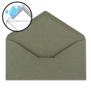50x Kraftpapier Umschläge DIN Lang - Grau ÖKO - Nassklebung 11 x 22 cm - 120 g/m² Spitzklappe - Vintage Kuverts - von NEUSER PAPIER
