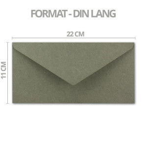 50x Kraftpapier Umschläge DIN Lang - Grau ÖKO - Nassklebung 11 x 22 cm - 120 g/m² Spitzklappe - Vintage Kuverts - von NEUSER PAPIER
