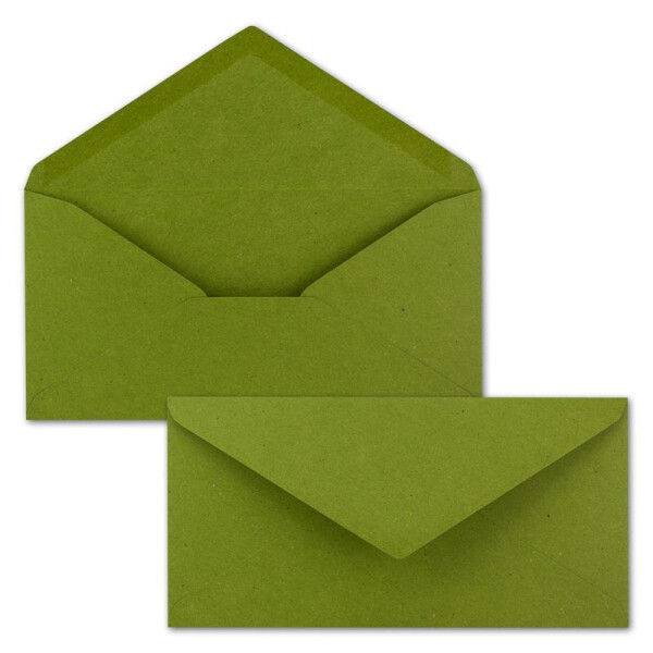 25x Kraftpapier-Umschläge DIN Lang - Hell-Grün - Nassklebung 11 x 22 cm - Brief-Umschläge aus Recycling-Papier - Vintage Kuverts von NEUSER PAPIER