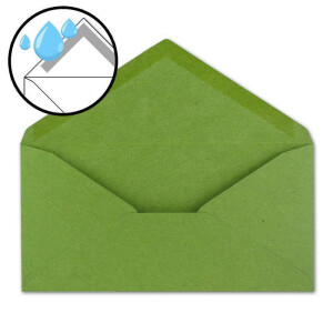 25x Kraftpapier-Umschläge DIN Lang - Hell-Grün - Nassklebung 11 x 22 cm - Brief-Umschläge aus Recycling-Papier - Vintage Kuverts von NEUSER PAPIER