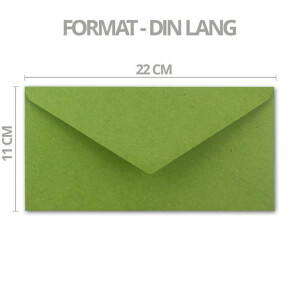 75x Kraftpapier-Umschläge DIN Lang - Hell-Grün - Nassklebung 11 x 22 cm - Brief-Umschläge aus Recycling-Papier - Vintage Kuverts von NEUSER PAPIER