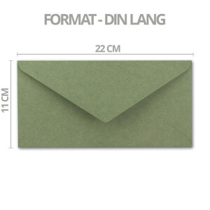 25x Kraftpapier-Umschläge DIN Lang - Grün - Nassklebung 11 x 22 cm - Brief-Umschläge aus Recycling-Papier - Vintage Kuverts von NEUSER PAPIER
