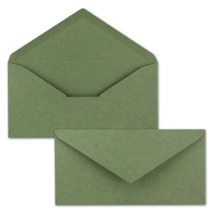 50x Kraftpapier-Umschläge DIN Lang - Grün - Nassklebung 11 x 22 cm - Brief-Umschläge aus Recycling-Papier - Vintage Kuverts von NEUSER PAPIER