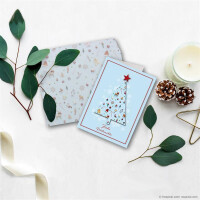 Weihnachtskarten - 20er Set mit Umschlägen- DIN A6/C6 - Klappkarten für Weihnachtsgrüße - 20 Stück - Frohe Weihnachten