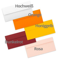 50 Brief-Umschläge DIN Lang - Farbenmix-Paket 1 - 100 g/m² - 11 x 22 cm - sehr formstabil - Haftklebung - Qualitätsmarke: FarbenFroh by GUSTAV NEUSER